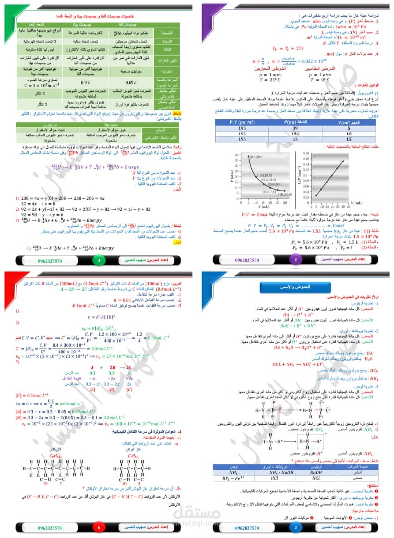 كتابة وتنسيق ملزمة فيزياء وكيمياء للمدرس صهيب الحسين