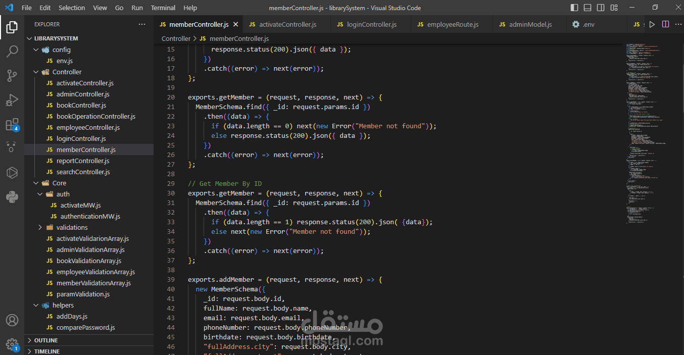 node.js project for library