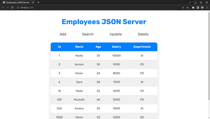 Employees JSON Server