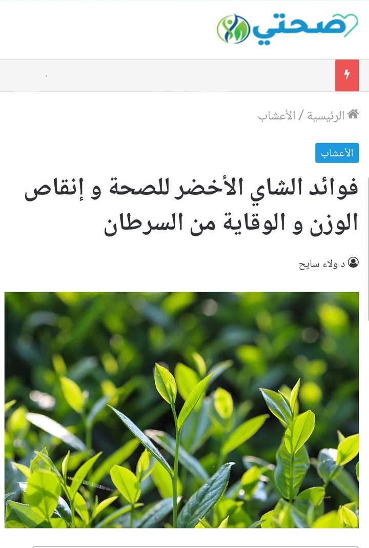 مقال طبي عن الشاي الأخضر