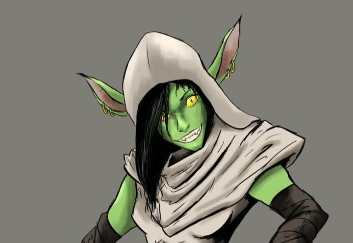 Painting female goblin character