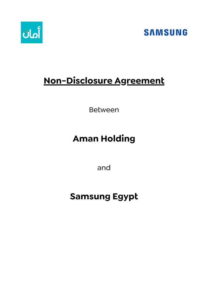 Non-disclosure Agreement Between Aman Holding and Samsung