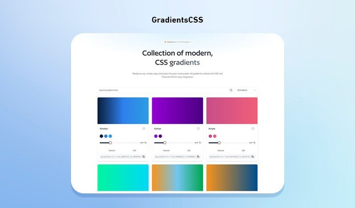 A Tool for Selecting a Collection of Modern CSS Gradients