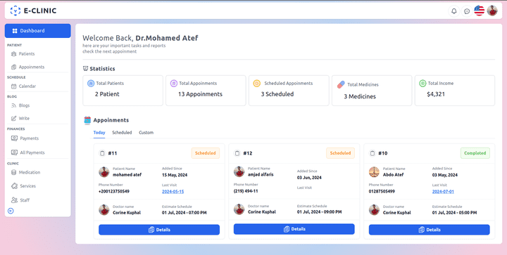 Clinic Management Dashboard