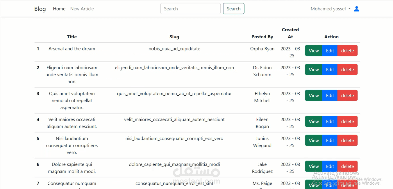 blog website using laravel