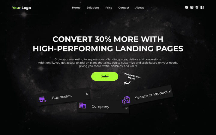 Landing - page | صفحة هبوط للاعمال والخدمات وتعريف الشركات وعرض المنتج والخدمات