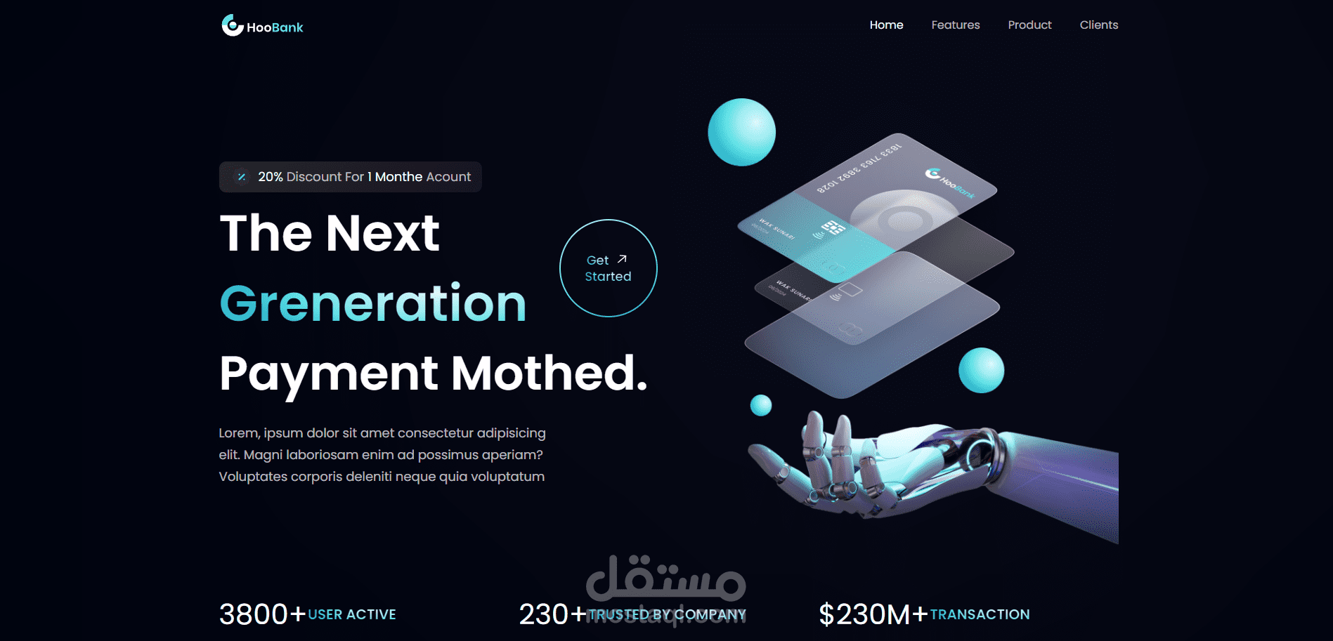 project hoodbank (landing pag) create by tailwind,react