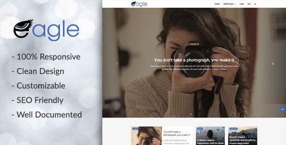 Eagle is a responsive Blogger template perfect for magazine and blogging websites. It’s unique, professional, easy to use, designed and coded with the best techniques. It’s very easy to use and you can customize every part of the template.