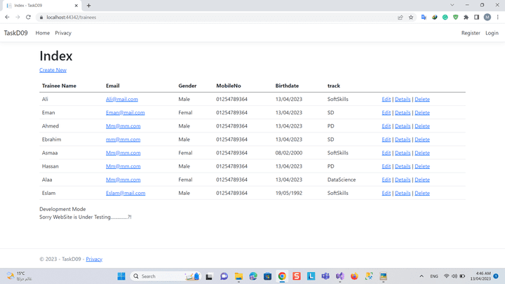 ASP.NetCore MVC web Application which manages Trainees and their Tracks and Courses