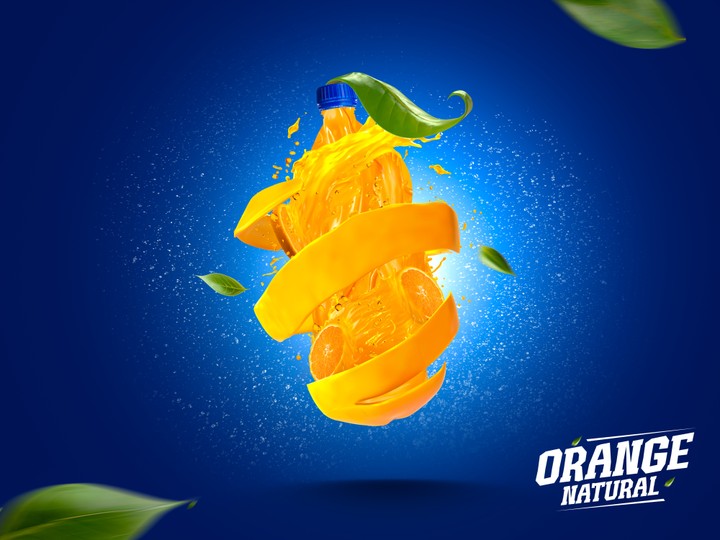 تصميم لمشروب برتقال طبيعي