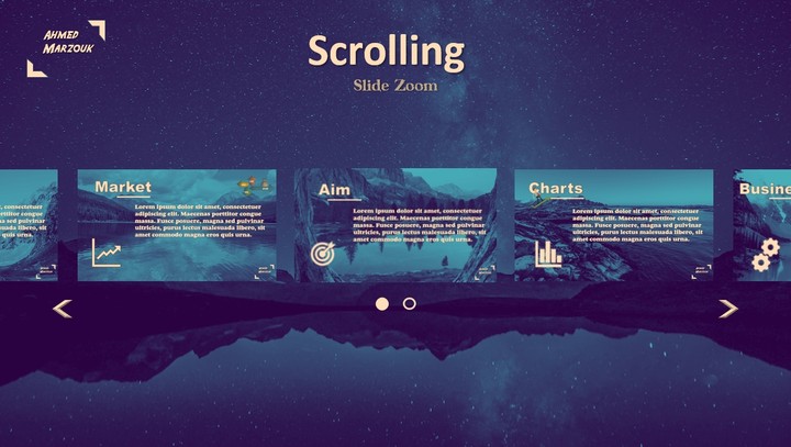 نموذج عرض باوربوينت باستخدام تأثير scrolling zoom with clickable icons to navigate