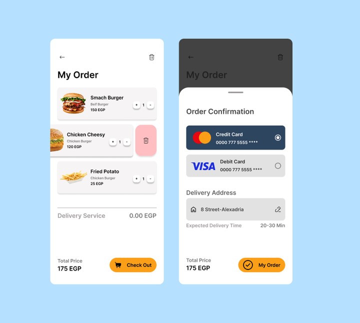 UIUX Design payment method screens