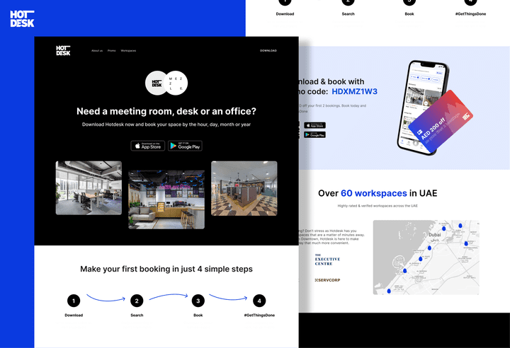 Landing Page for "Hot desk" Partnership