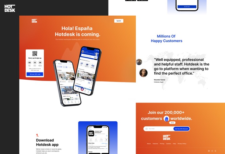 Landing Page For Hot Desk Launching in Spain