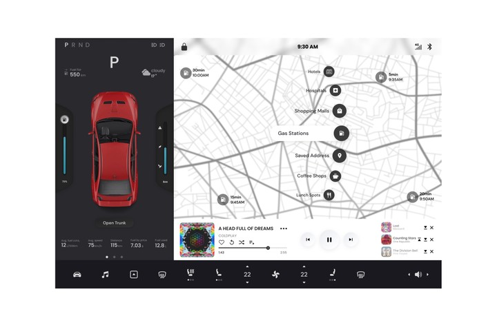 UI car screen dashboard