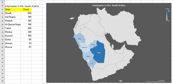 تصميم رسم بياني (Map Chart) مثال #1