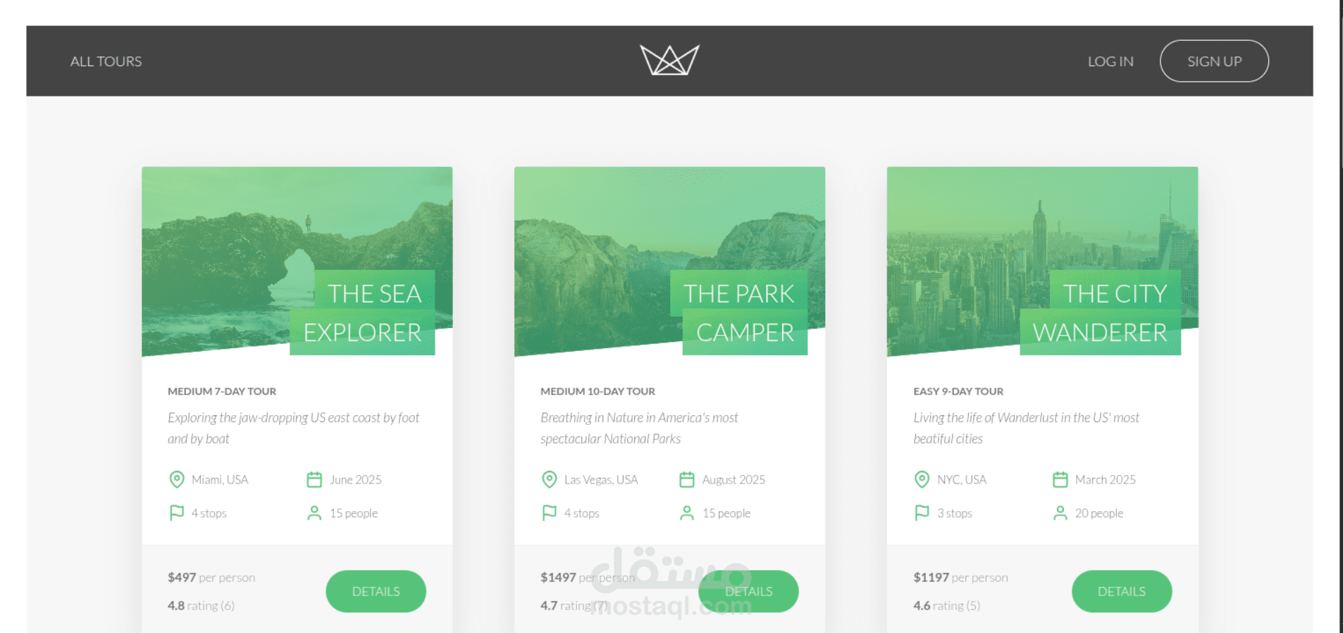 موقع Natours – نظام حجز رحلات سياحية باستخدام Node.js وMongoDB