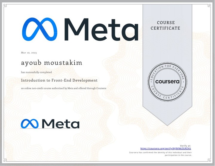 Certificat  to Front-End Development