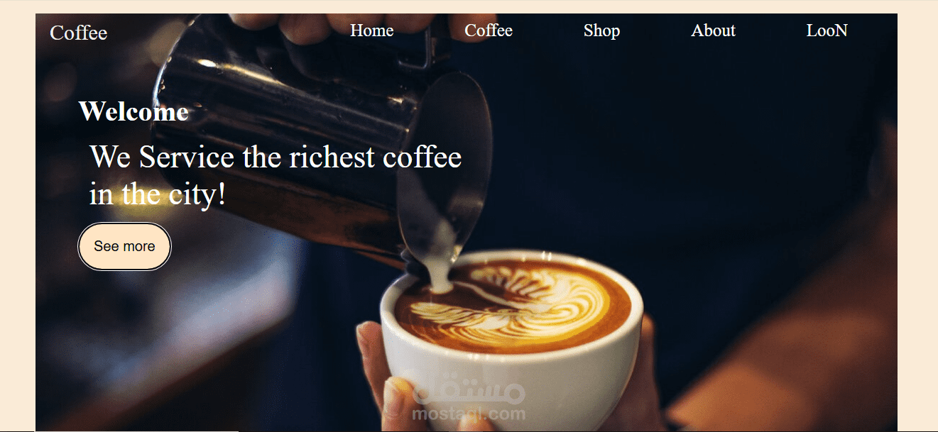 Web page for selling coffee