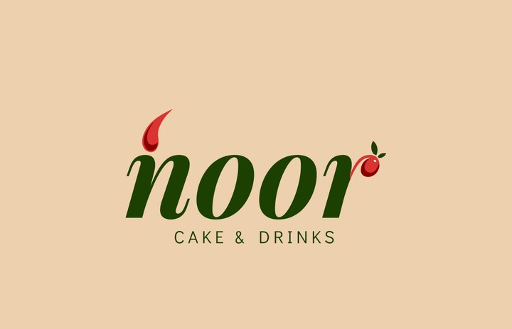 شعار لمحل كيك ومشروباتnoor