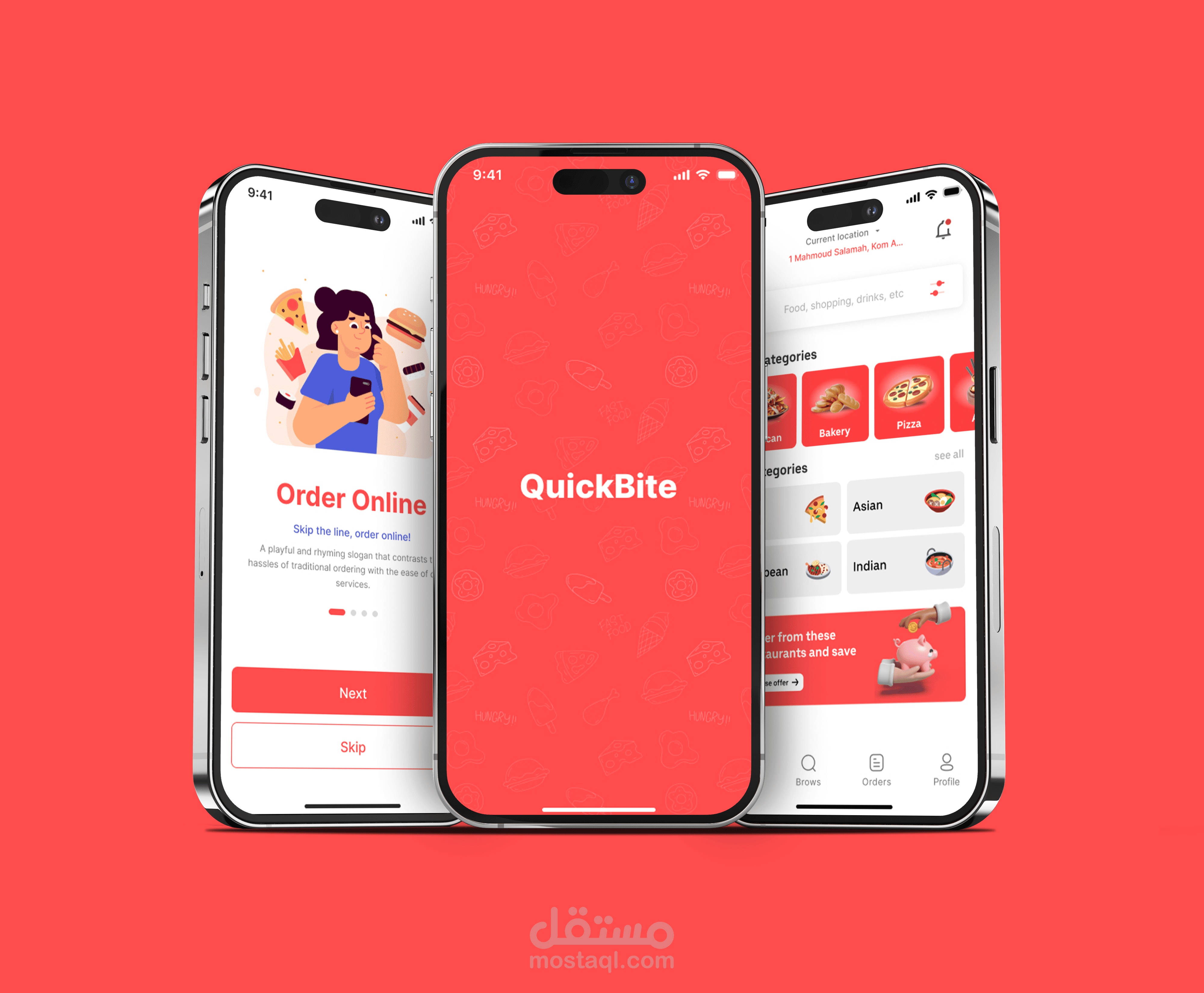 QuickBite "تطبيق توصيل طعام - Android و iOS"