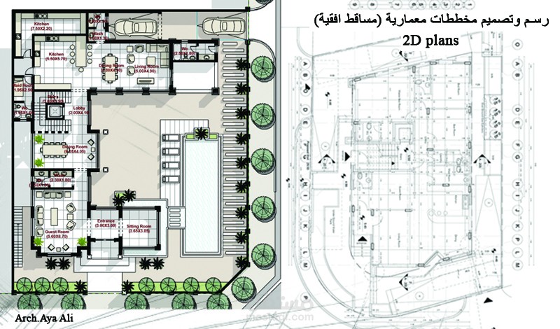 بعض من اعمالي في رسم وتصميم مخططات معمارية (مساقط افقية ) 2D Plans