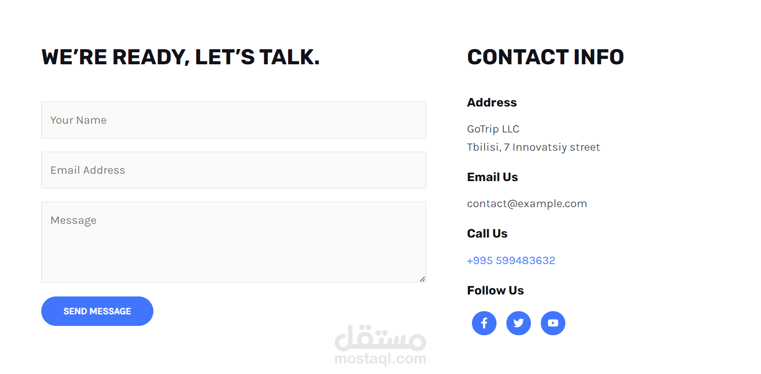 A contact me webPage