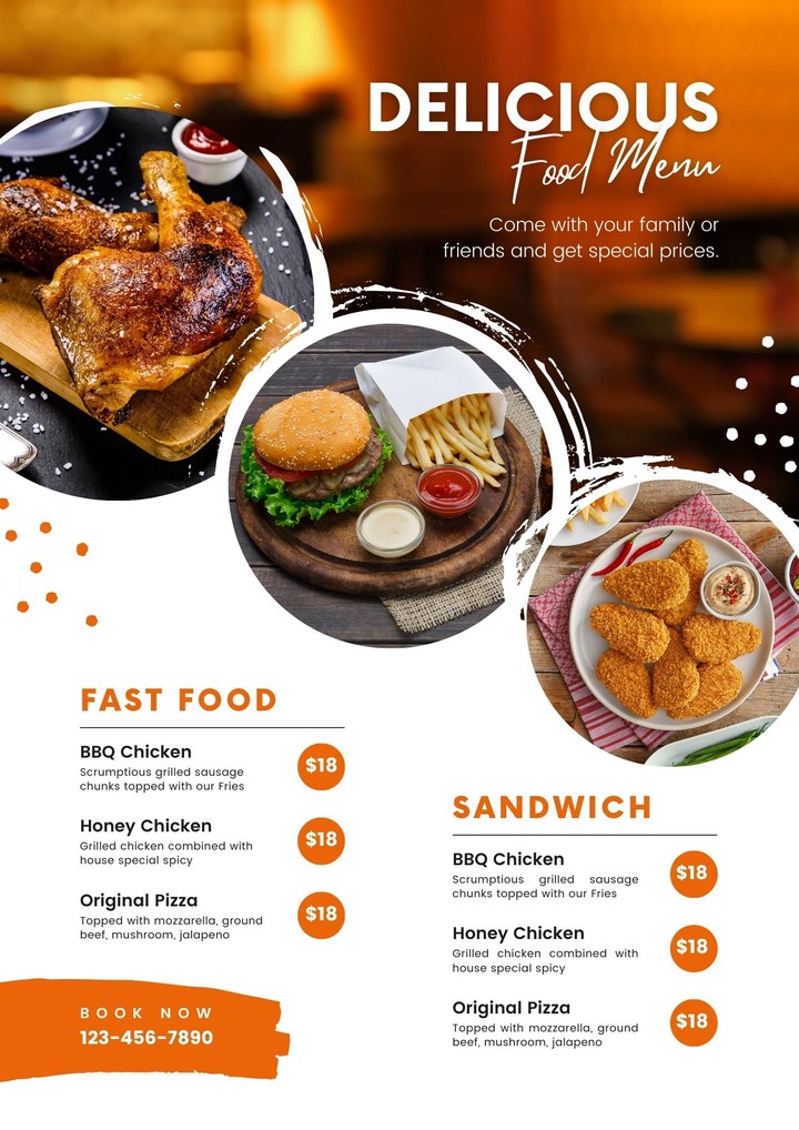 fast food menu