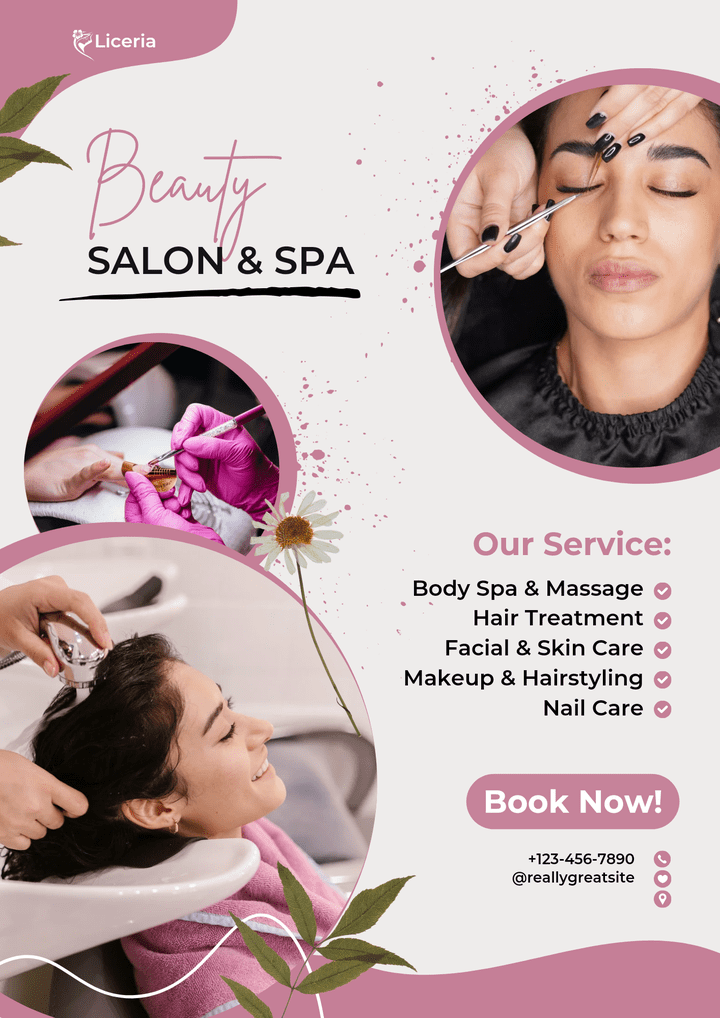 تصميم اعلان ممول ل محل Beauty salon and spa