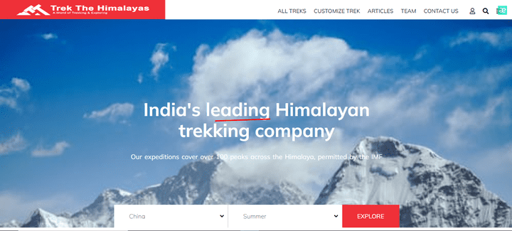 Landing Page of Hamalya trip