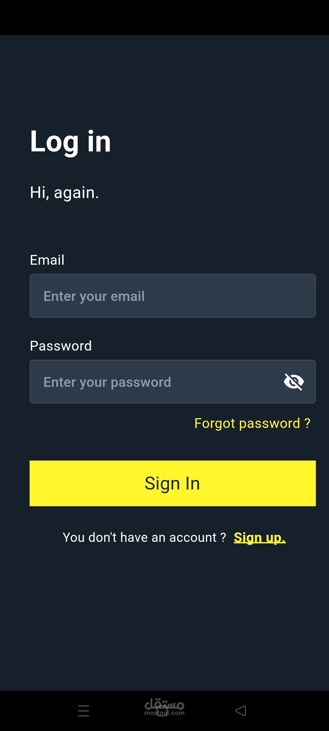 Login/Sign Up/Forget pass screen