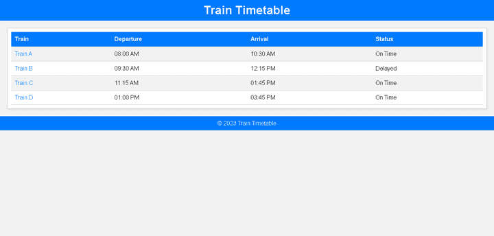 Train time table