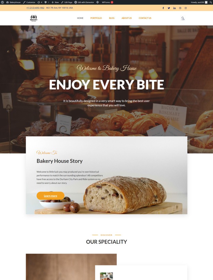 موقع محل مخبوزات بالوورج برس bakery wordpress website