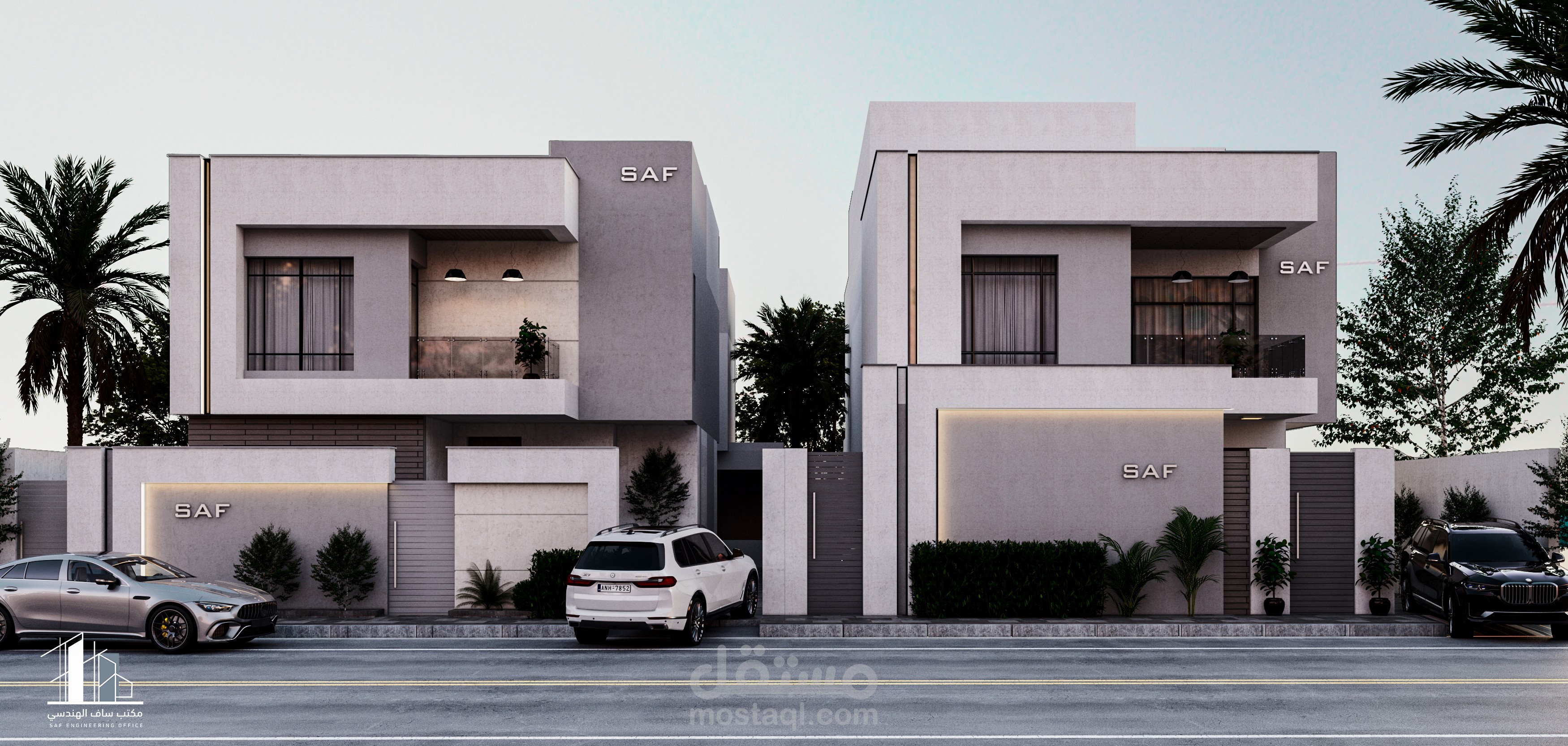 تصميم فيلتين متجاورتين على نفس الطراز .