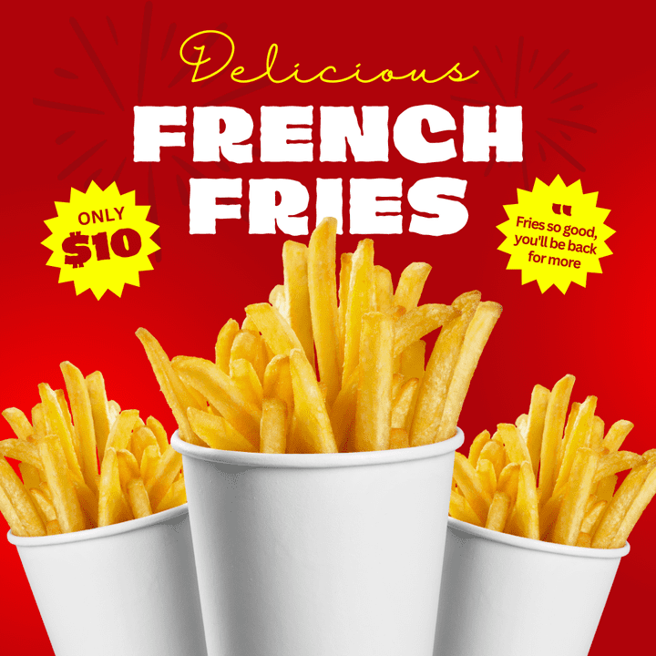 تصميم سوشيال ميديا لمطعم French fries احترافي