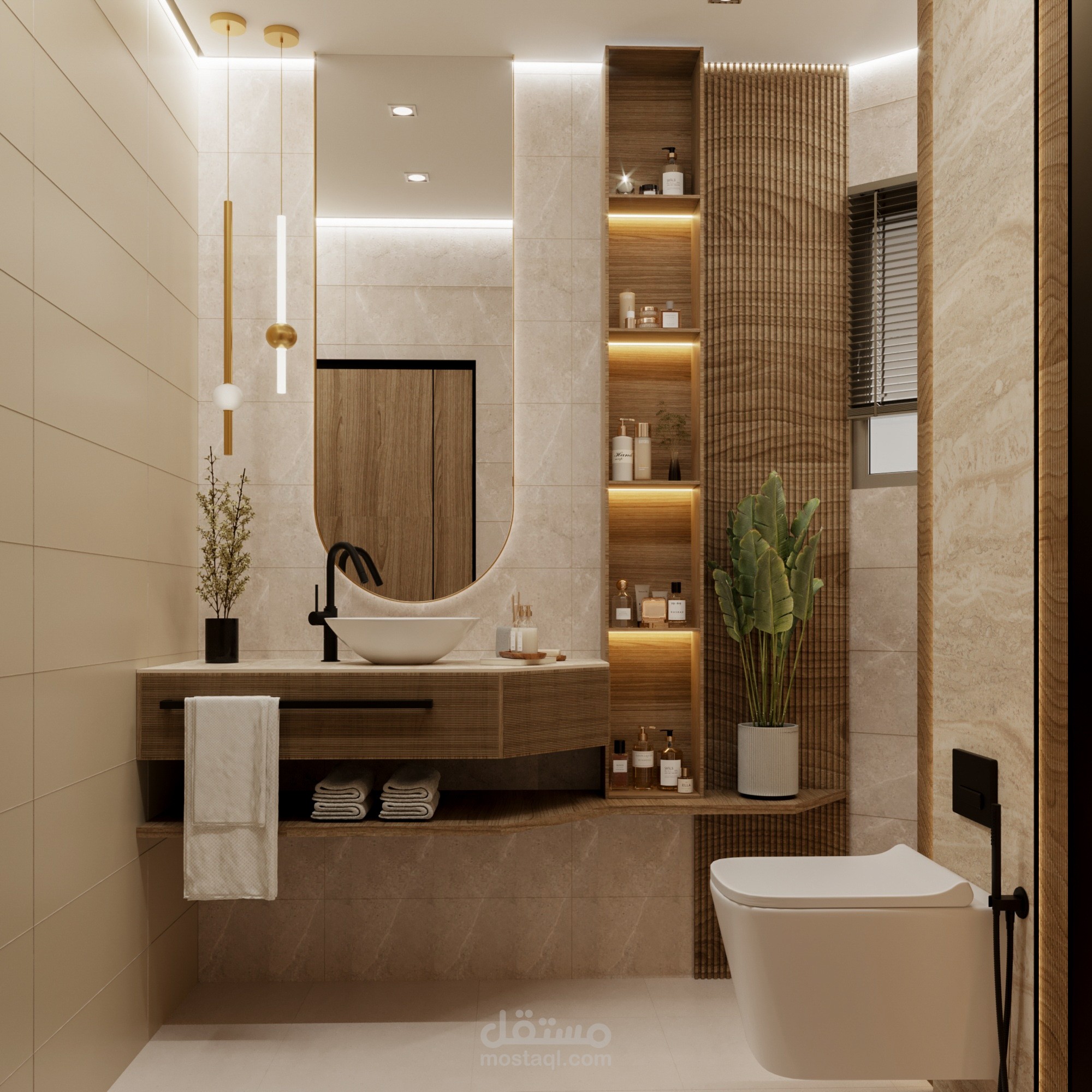 تصميم داخلي لحمام ضيوف | مستقل