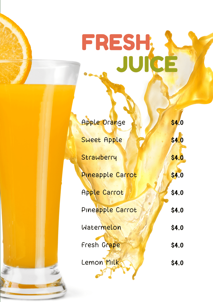 تصميم - Juice Menu