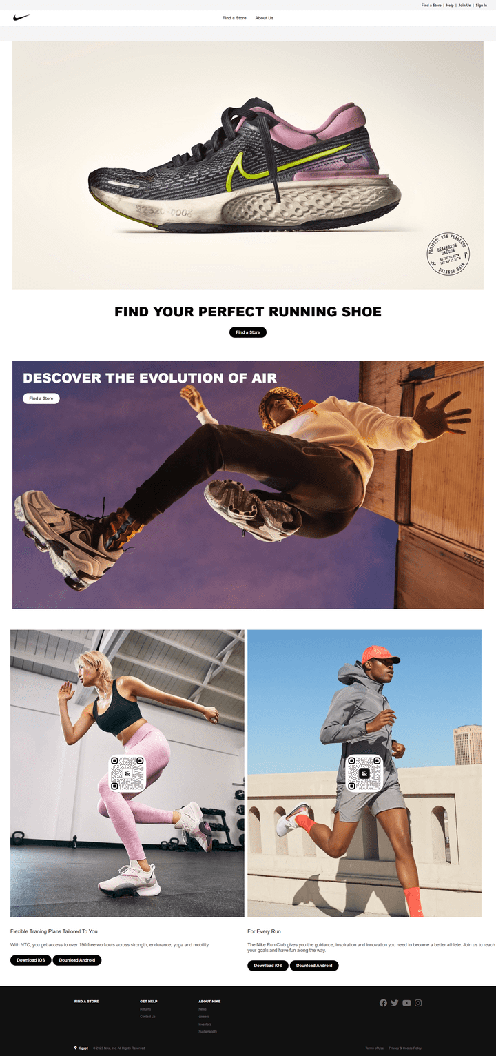 Nike landing page clone