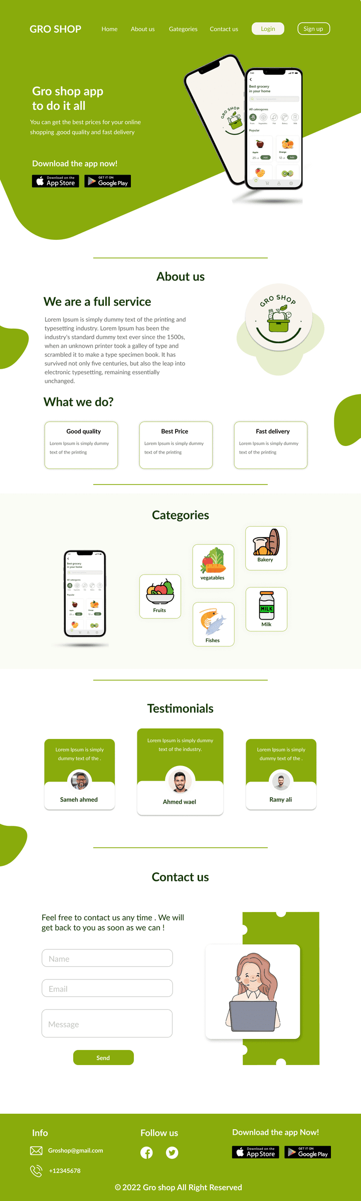 Grocery landing page