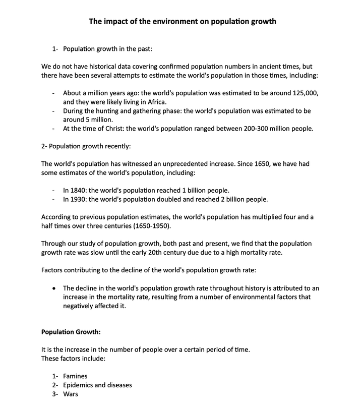 The impact of the environment on population growth