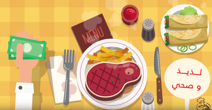 موشن جرافيك عن إعلان تطبيق مهتم بالأكل الشامي (مطعم بالإمارات)