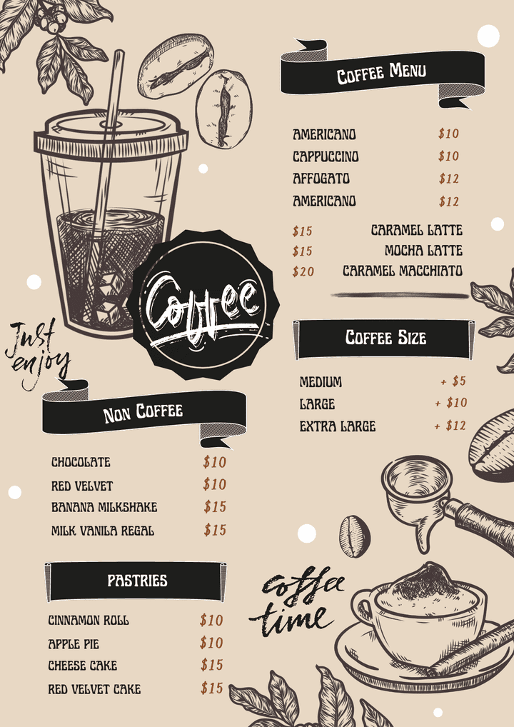 coffe menu