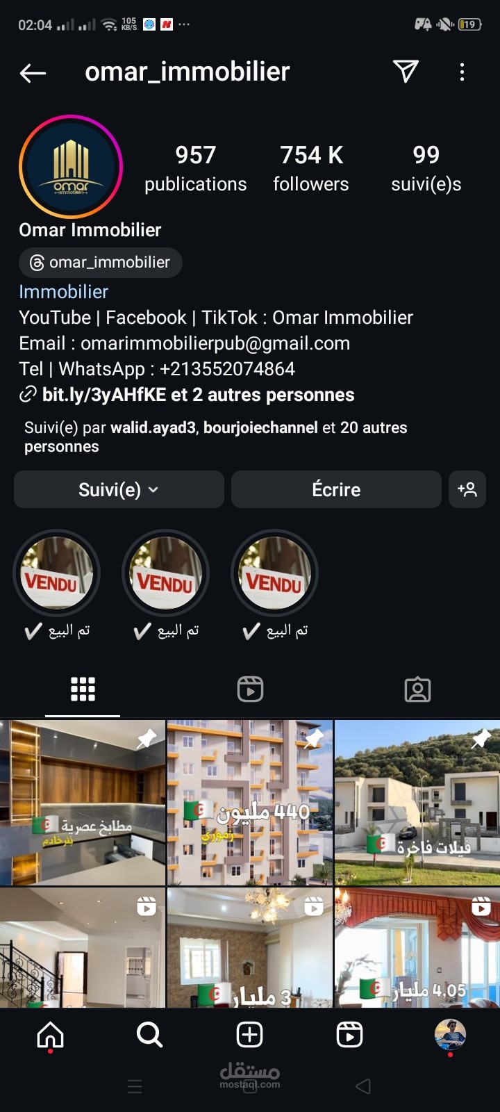 La page de omar immobilier