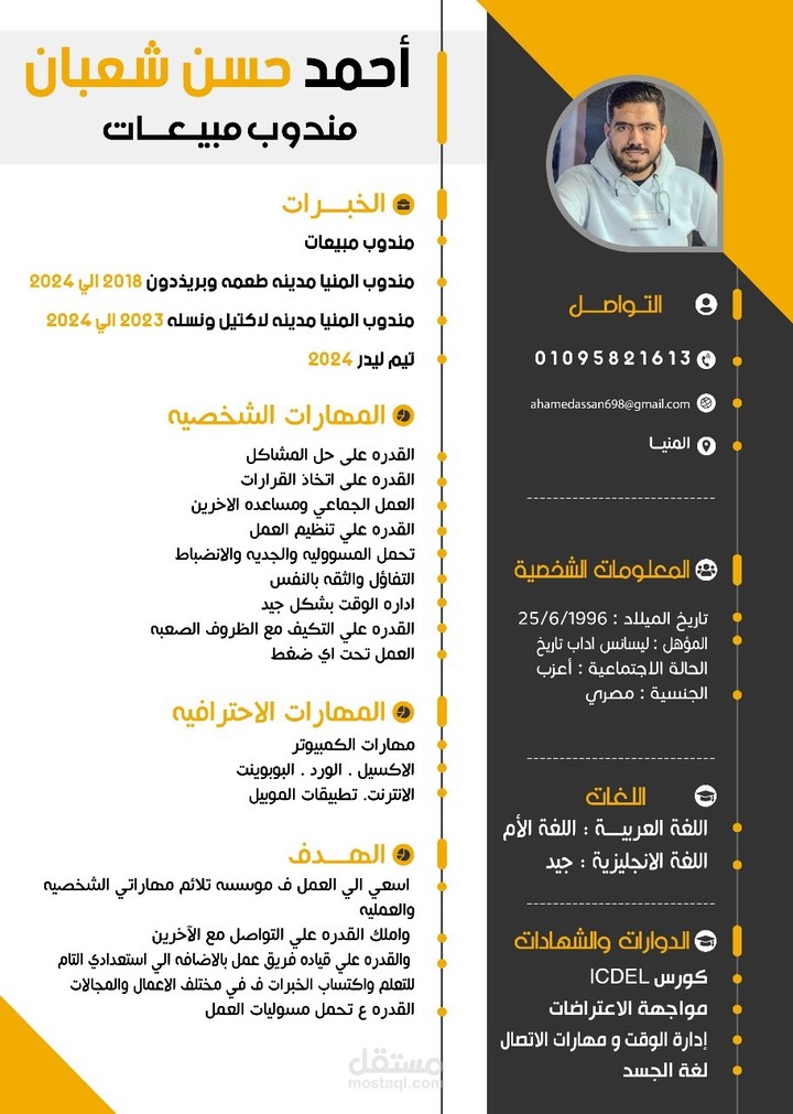 تصميم ال cv وكتابته باللغه العربيه والانجليزيه مع احدث الاشكال والتصاميم