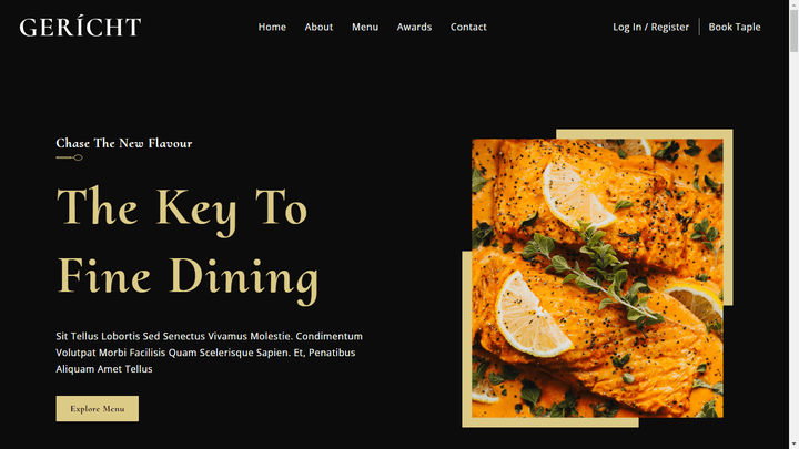 Restaurant landing page