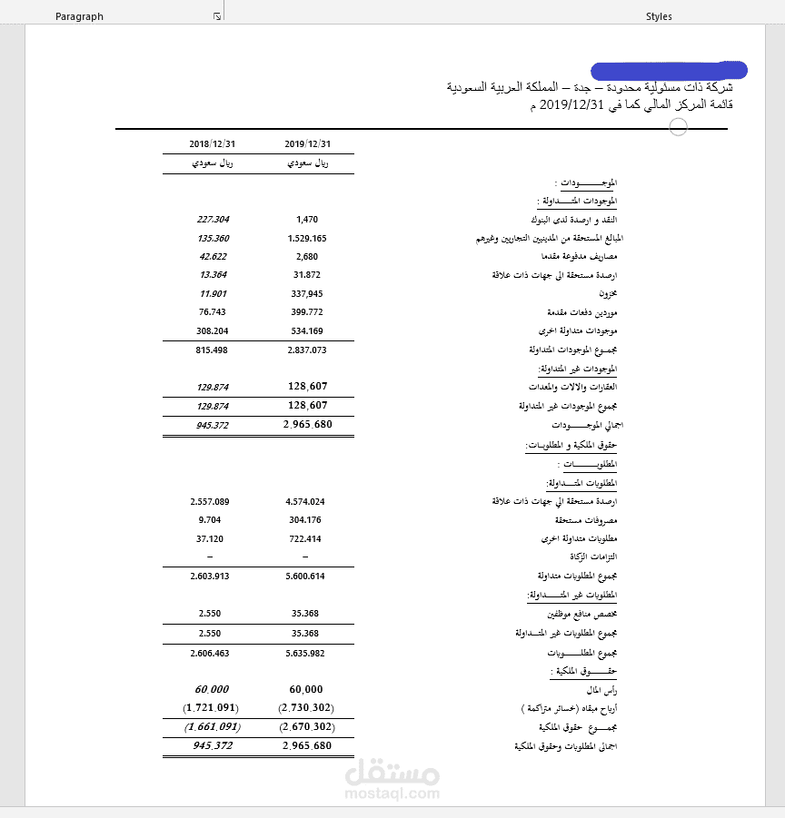 اصدار قائمة المركز المالي وقائمة الدخل بجودة وإحترافية عالية