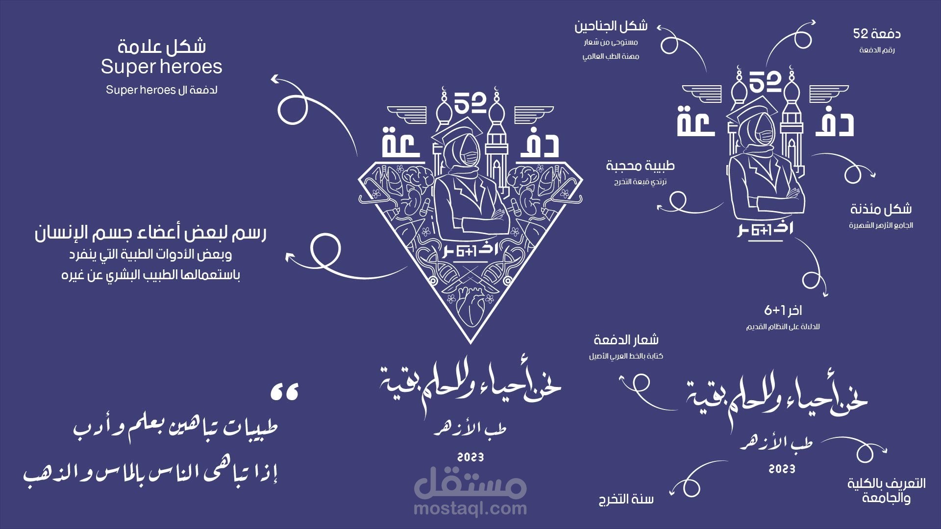 تصميم لوجو uniform تخرج الدفعة 52 طب الازهر فتيات
