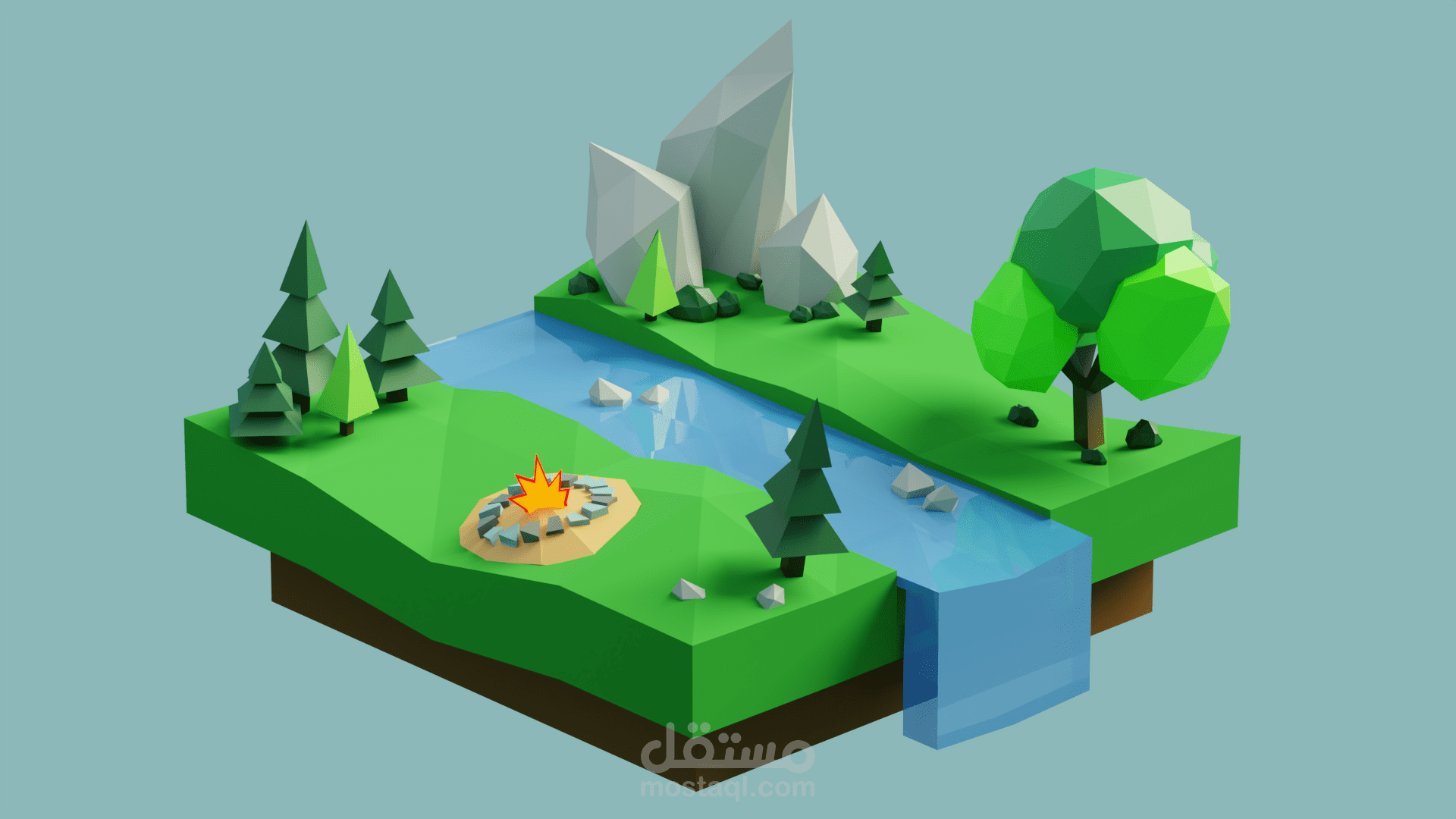 تصميم غابة (3d Low Poly Forest)