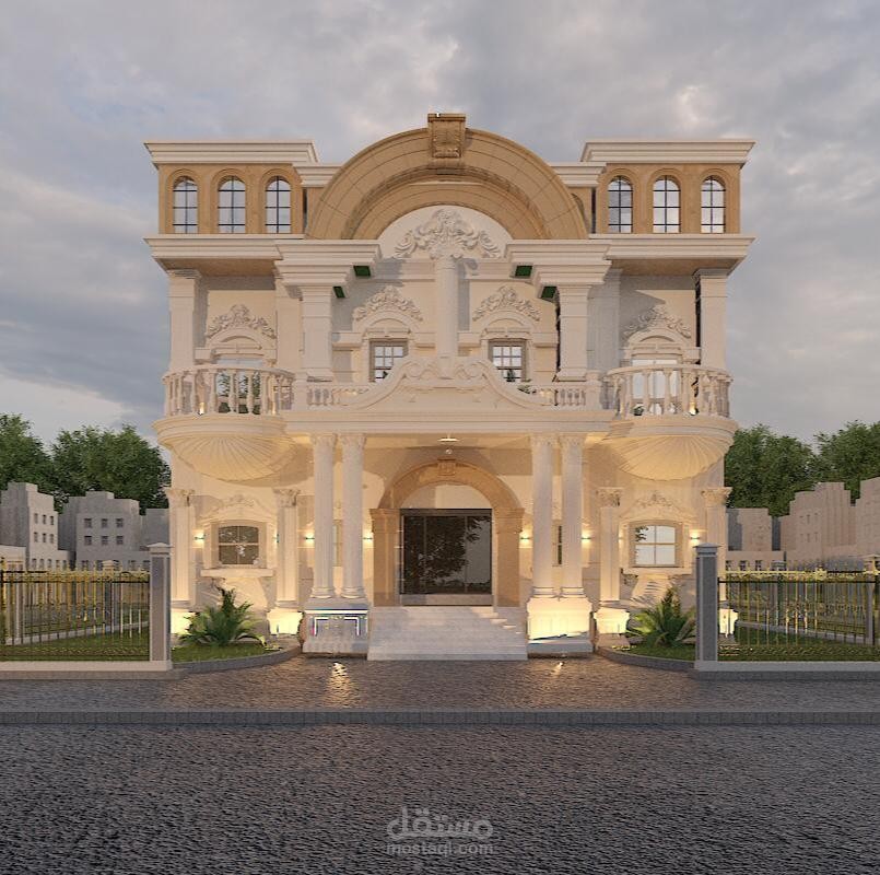 تصميم 3D واجهة فيلا