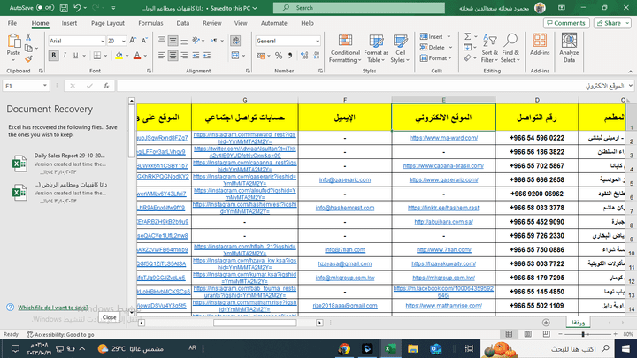 Data Entry on Excel at Fnoon Services company